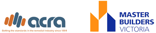 Logos of ACRA and Master Builders Victoria displayed side by side.